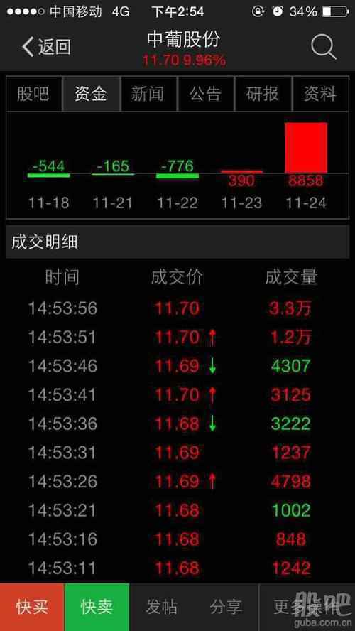 st中葡(600084)个股资金流向查询