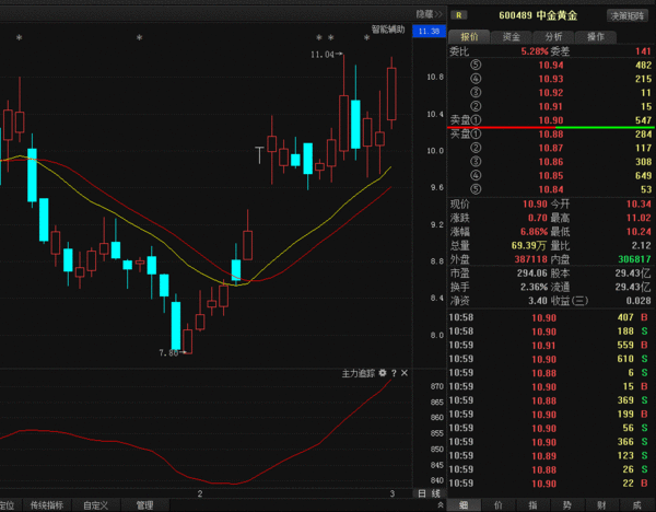 中金黄金(600489)个股资金流向查询